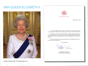 Letter of congratulations from Her Majesty Queen Elizabeth II